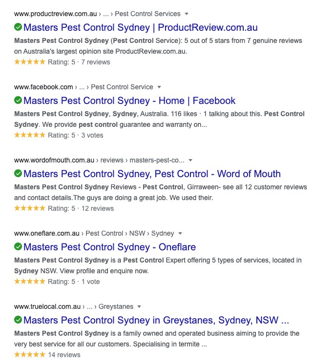 Masters Pest Control Sydney - Customer Reviews